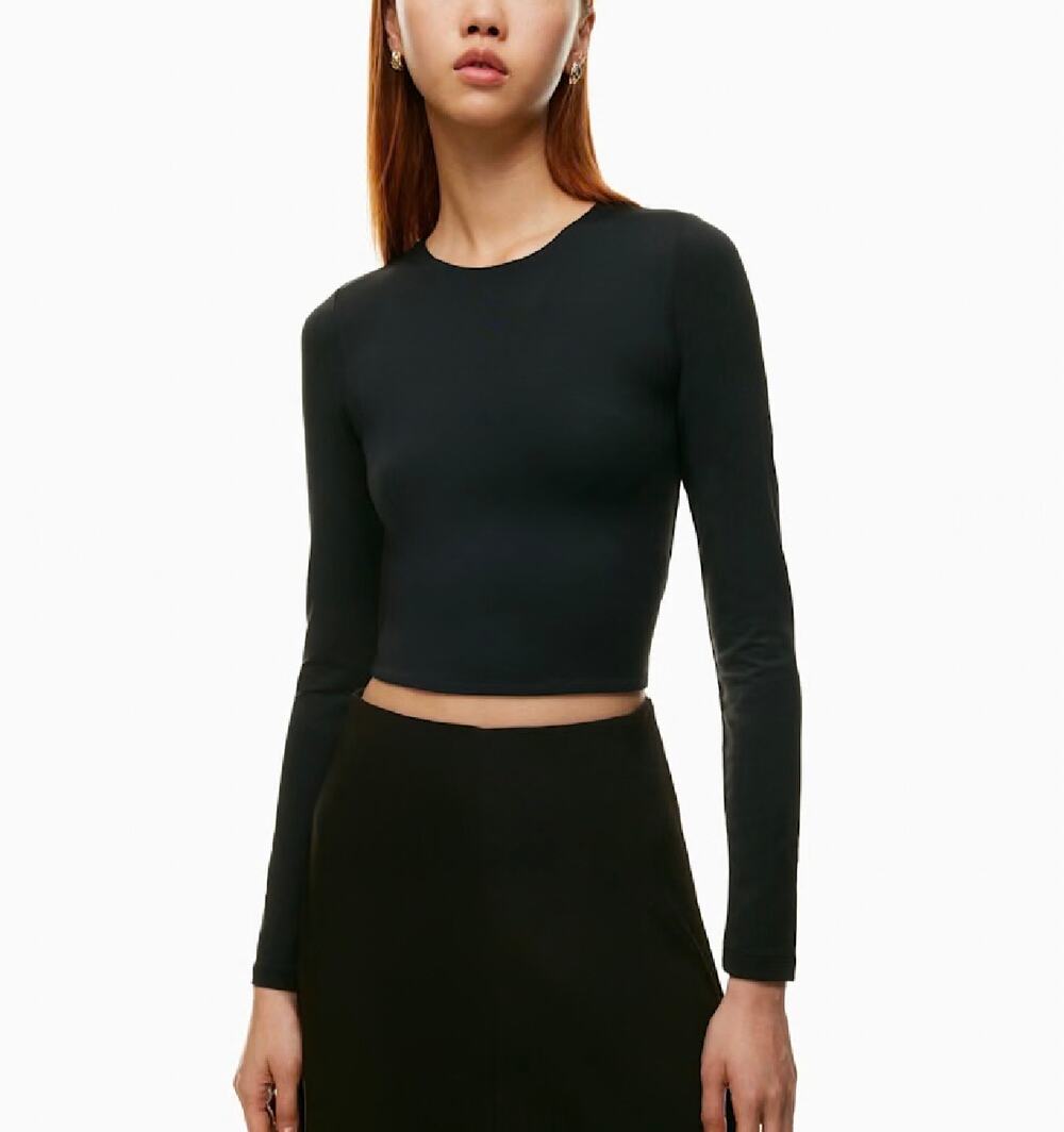 Aritzia Contour Babaton Long Sleeve Cropped Top Black Size M Stretch